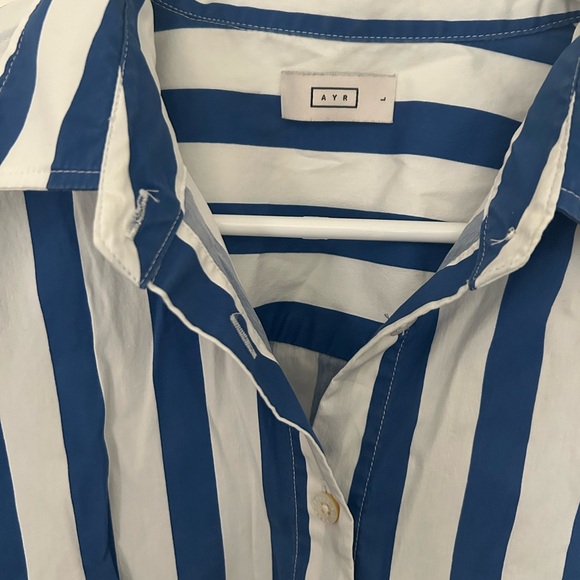 AYR Deep End Blue and White Striped Button Down Shirt in Large - Picture 4 of 6